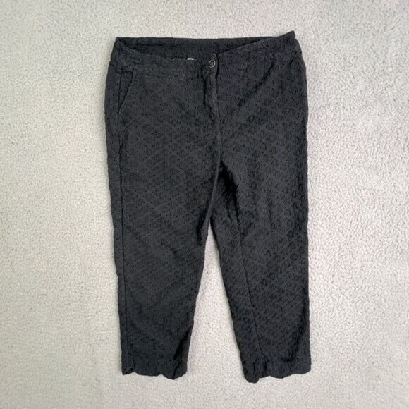 LULU-B WOMENS PANTS BLACK SIZE 6 CROPPED ANKLE AND EYELET DESIGN - Picture 1 of 10
